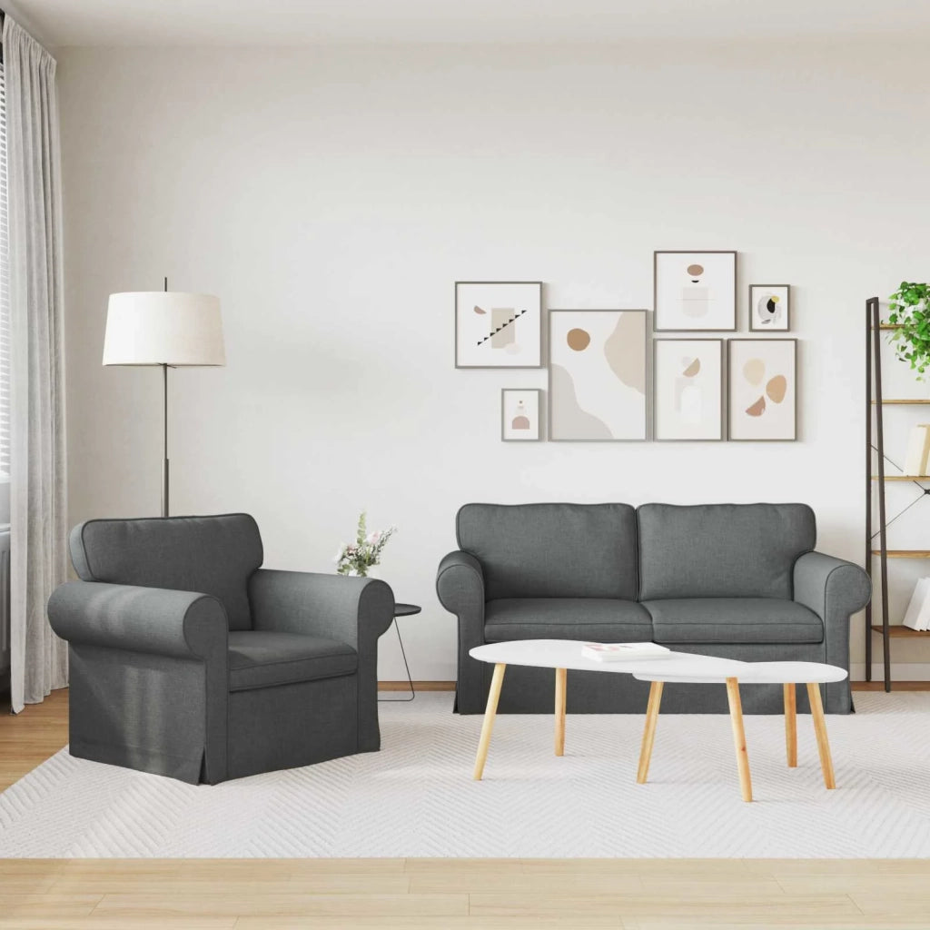 Set di divani 2 pcs Grigio scuro 175 x 82 x 80 cm Tessuto 3407531