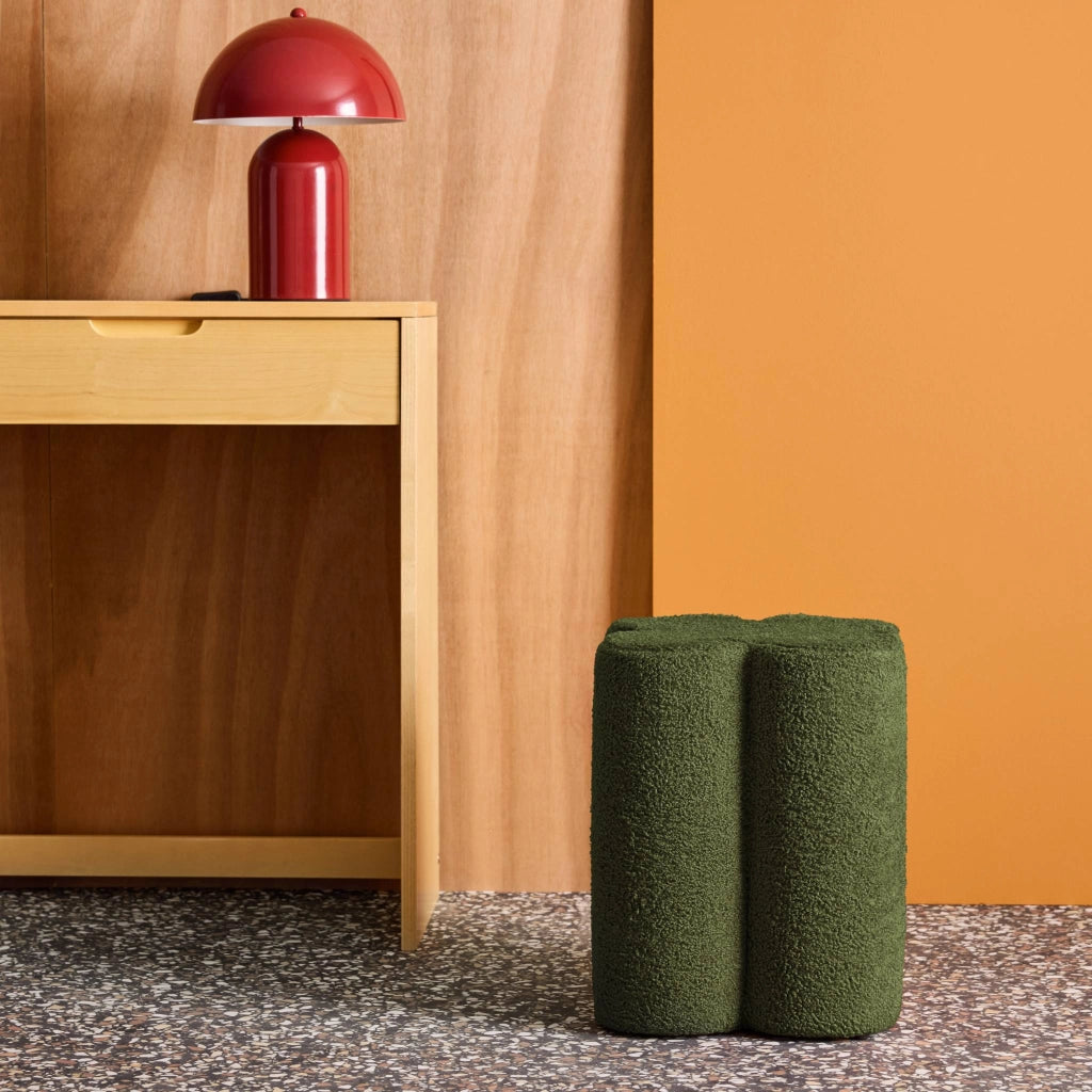 Pouf trifoglio in bouclé, verde kaki
