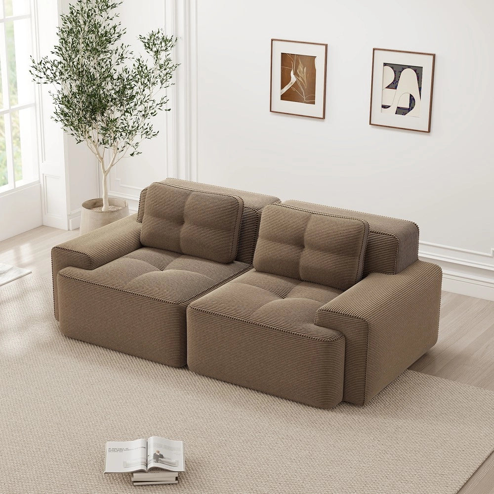 Divano Modulare Boneless ¨C Xylo ¨C Velluto a Coste, Marrone, Loveseat