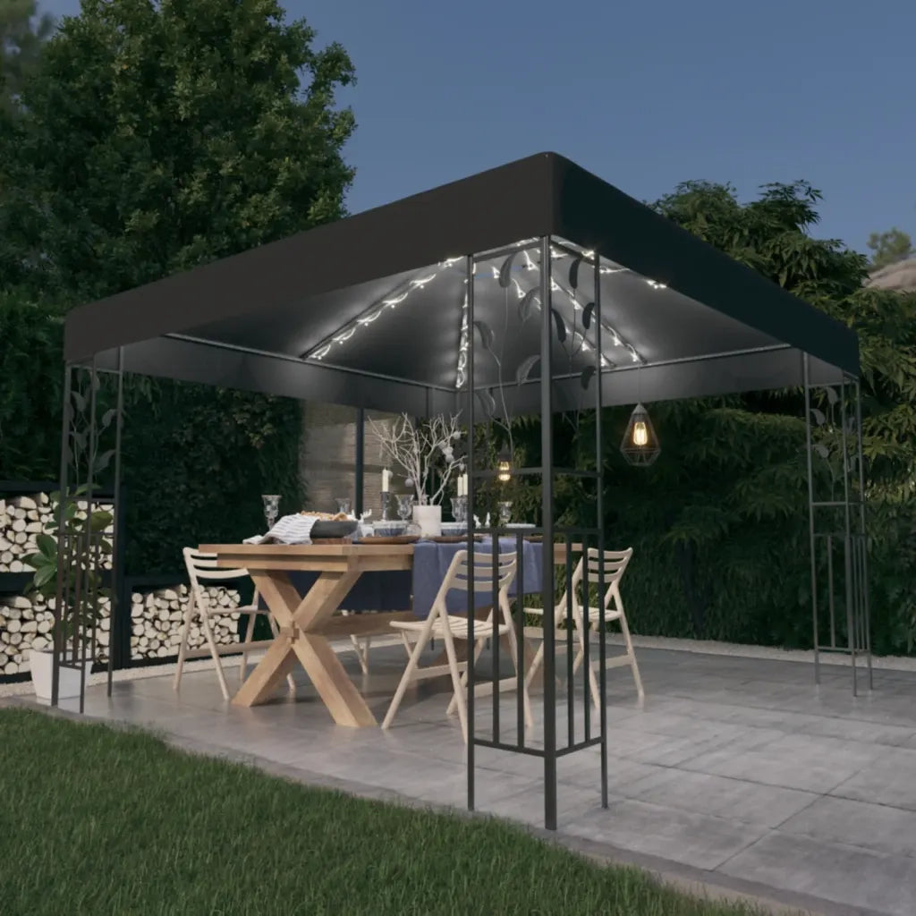 Gazebo | Pergolato con Stringa di Luci LED 3x3 m Antracite