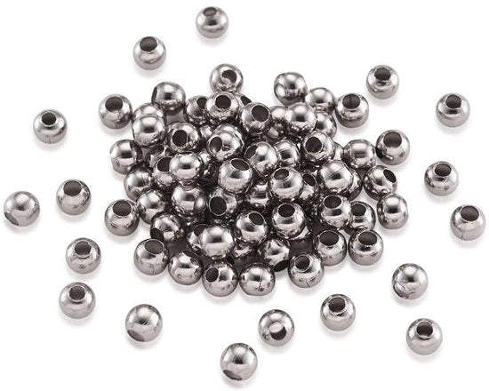 Kralen a distanza 1000 pezzi - 4 mm Kralen rotondi - Kralen metallici - Acciaio inossidabile 304 - Creazione di gioielli - Resistente alla corrosione e alle macchie - Kralen per gioielli