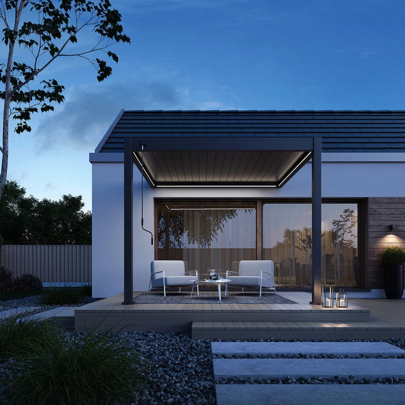 Pergola bioclimatica Ombréa VS 3x3M addossata – Antracite V2