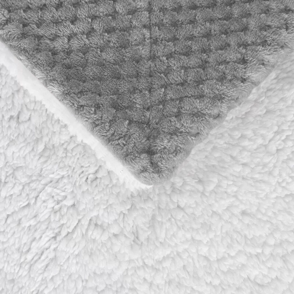Coperta Plaid in Pile Sherpa Invernale Tinta unita 440 Gr/Mq Grigio - Plaid 127x152