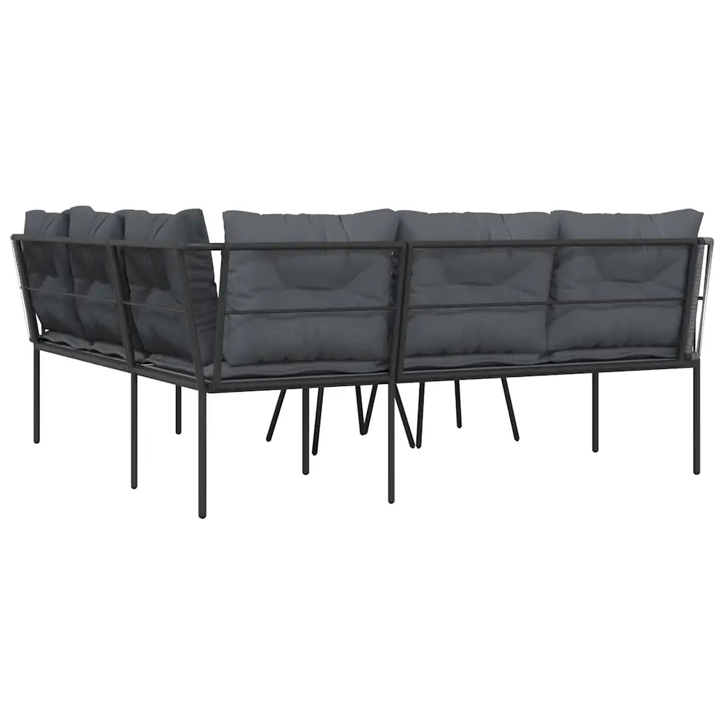 Set Divano da Giardino con Cuscini Nero Acciaio e Textilene 3283742
