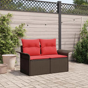 Divano da giardino con cuscino 141 x 62 x 69 cm polyrattan 42006708