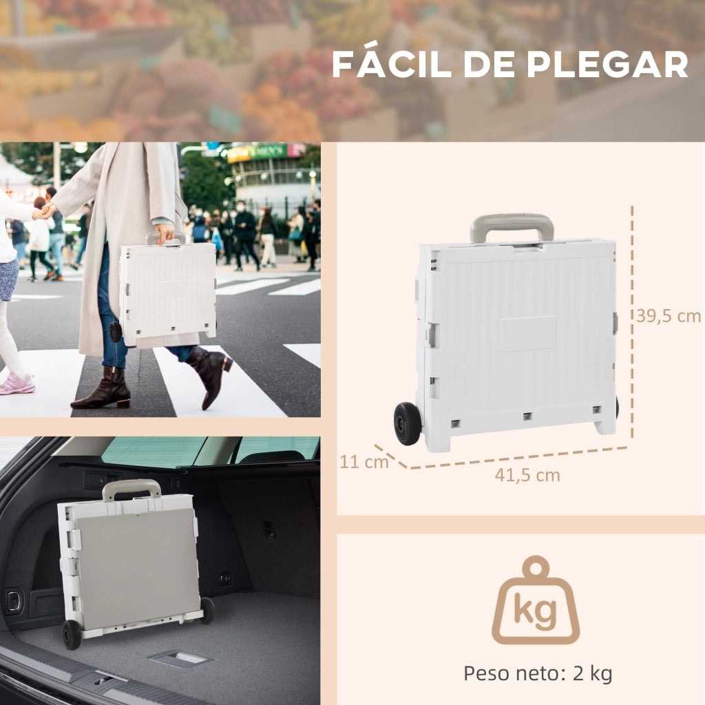 Carrello per la spesa con 2 ruote e manico regolabile ¨C Minimal ¨C 41,5x32,5x85 cm bianco