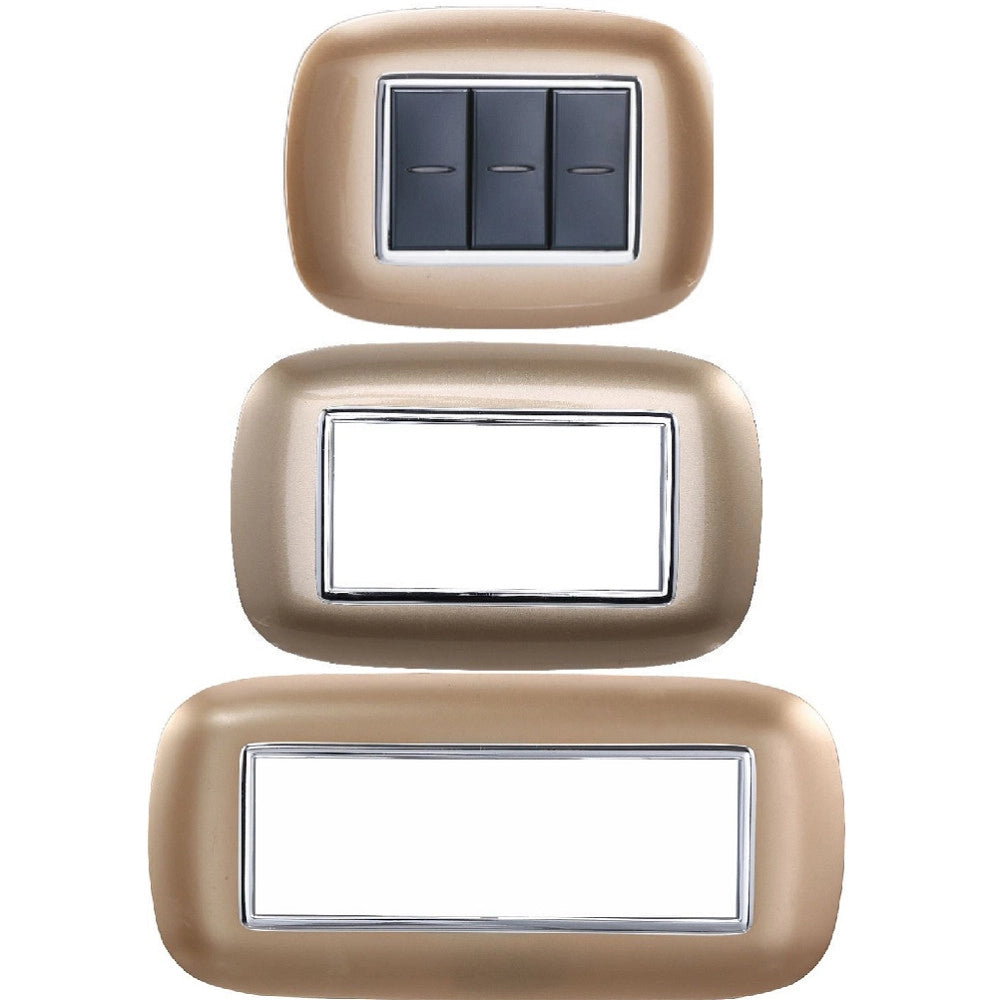 Trade Shop - Placca Oval 3 4 6 Moduli Colore Oro Compatibile Con Bticino Axolute -