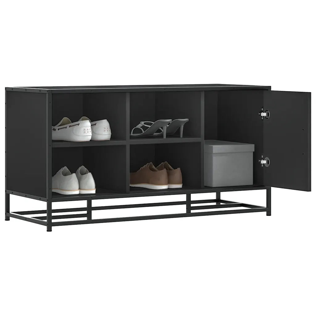 Scarpiera Nera 100x40x53,5 cm in Truciolato e Metallo 849214