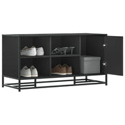 Scarpiera Nera 100x40x53,5 cm in Truciolato e Metallo 849214