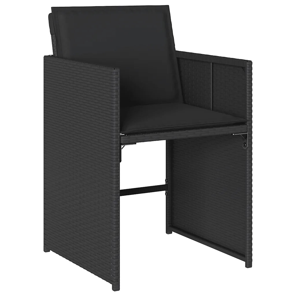 Set da Pranzo da Giardino 9 pz | Set Salotto da Giardino con Cuscini Nero in Polyrattan