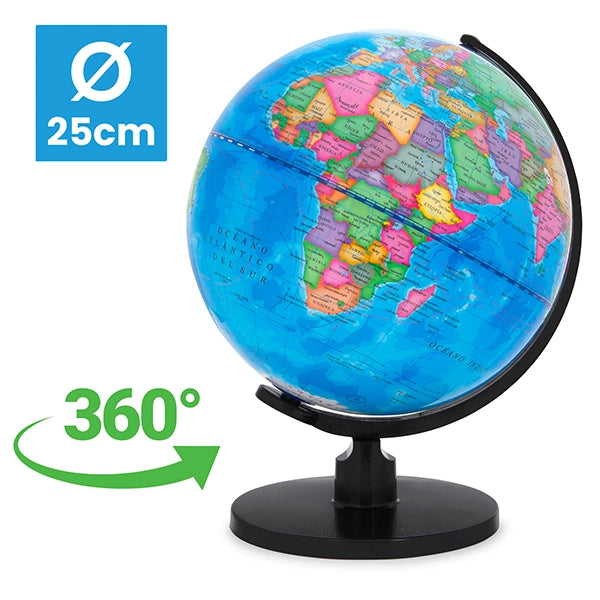 Globo Terrestre ¨C Minimal ¨C Rotante, Mappamondo Educativo per Bambini, Decorazione Casa