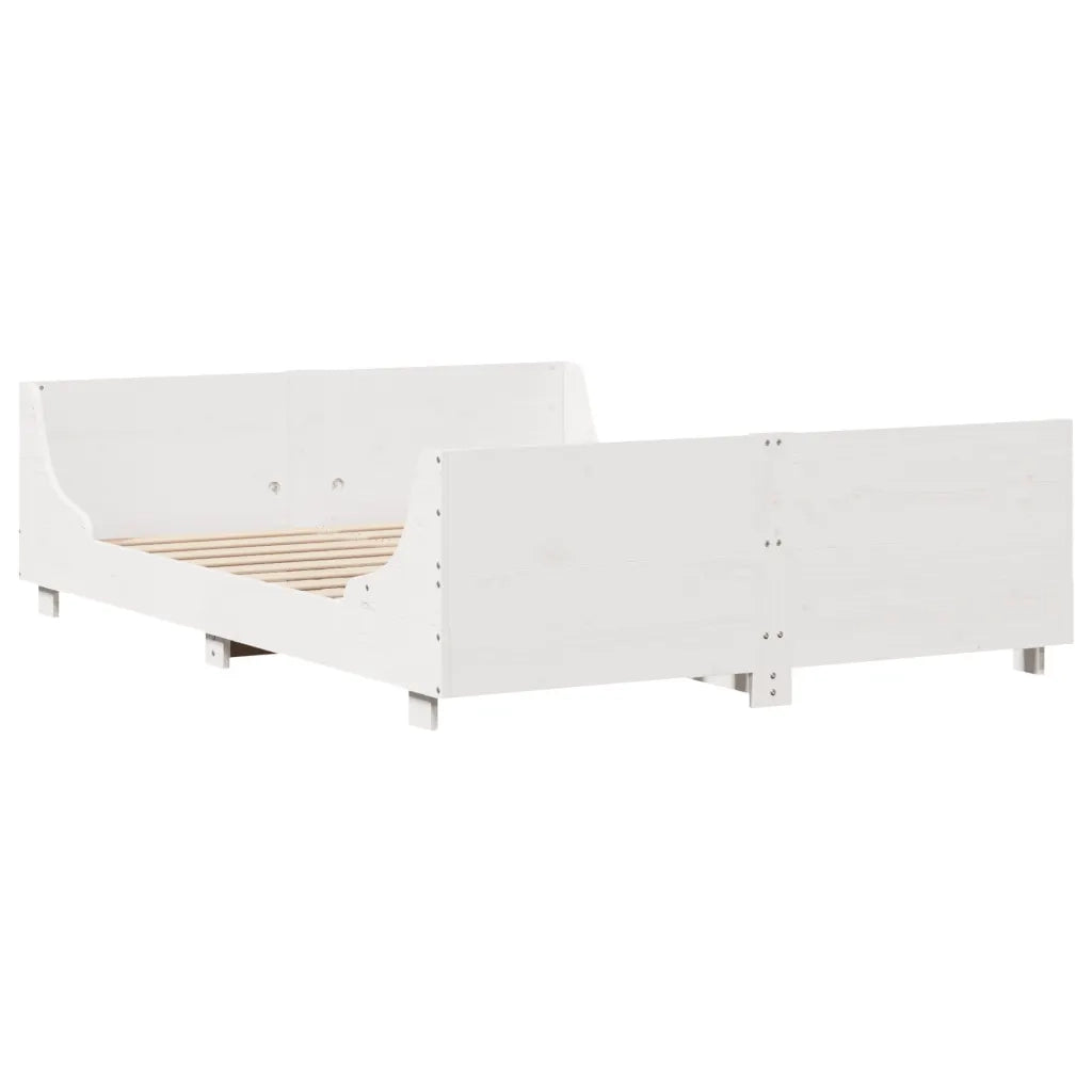 Letto senza Materasso-Struttura Letto Bianco 135x190 cm Legno Massello di Pino 669988