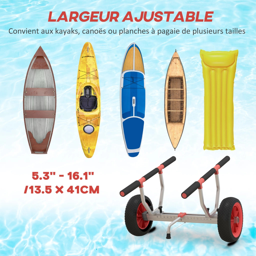 Carrello Trasporto Kayak Paddleboard Canoa ¨C Minimal ¨C Nero Rosso