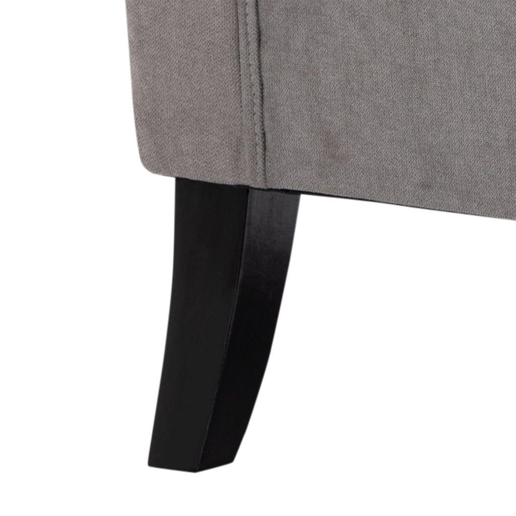 Poltrona con Braccioli e Orecchie ¨C Xylo ¨C Tessuto Grigio con Cuscino e Gambe in Legno