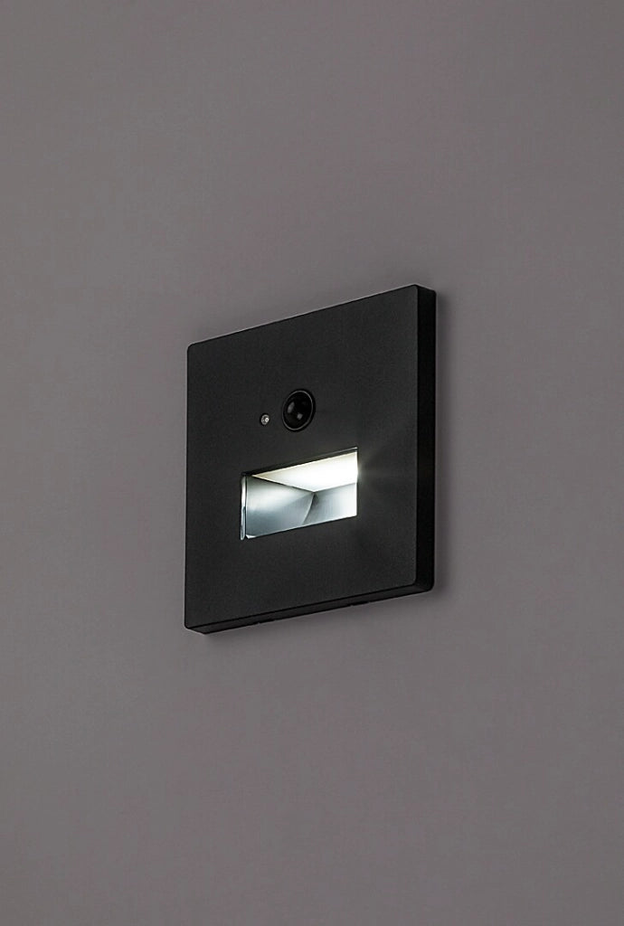Segnapasso LED incasso Lunca nero quadrato PIR Rabalux
