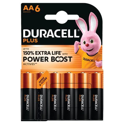 PILA STILO AA PLUS POWER BOOST DURACELL - ALCALINA VOLT 1,5 CF=PZ 6- 10 confezioni