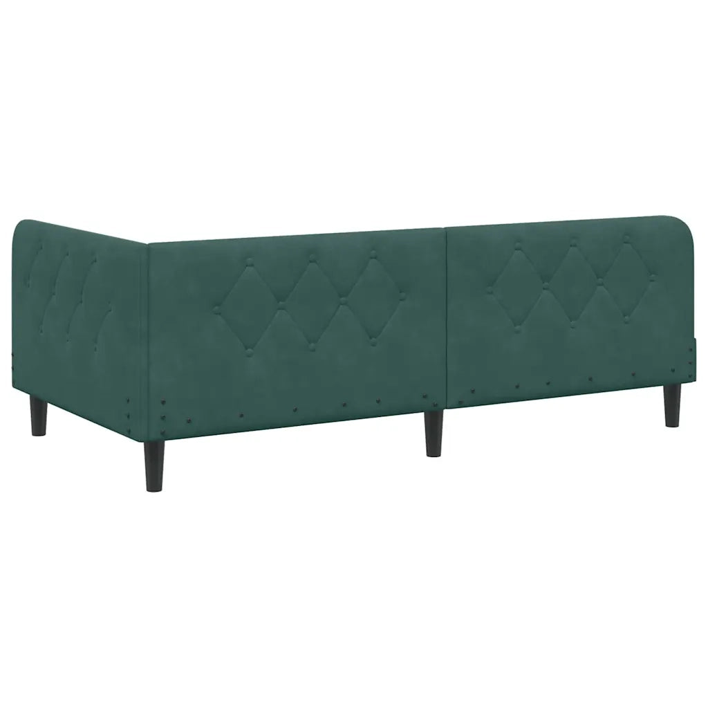 Cornice del letto ad angolo Verde Scuro 90 x 200 cm Velluto 3394156