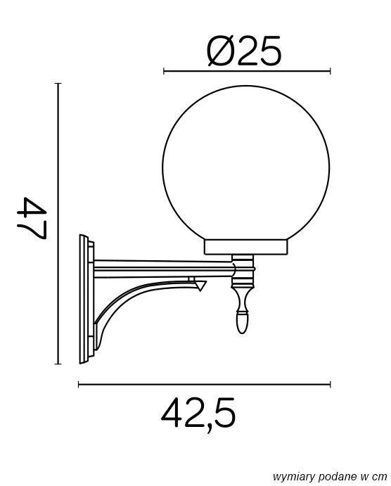 Applique da esterno sfera 25cm nera 1xE27 IP43 SU-MA