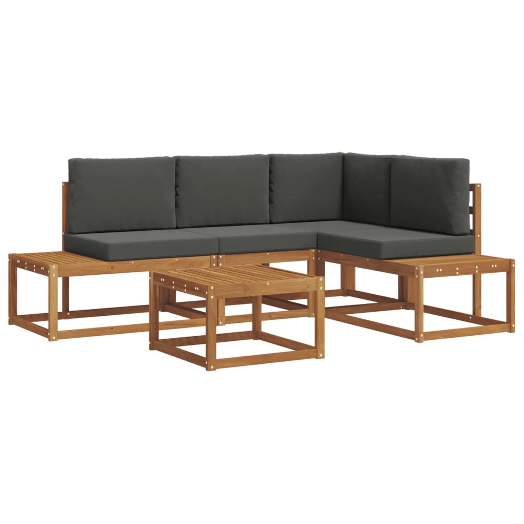 Set di divani da esterno-Sofa da giardino 5 Pezzo Naturale e Antracite