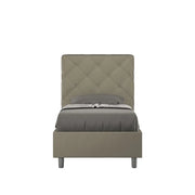 Letto singolo contenitore imbottito 90x210 similpelle cappuccino Priya