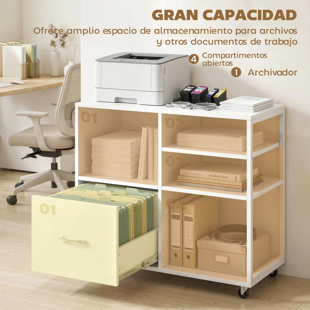 Scrivania per Stampante con Ruote ¨C Minimal ¨C Bianco