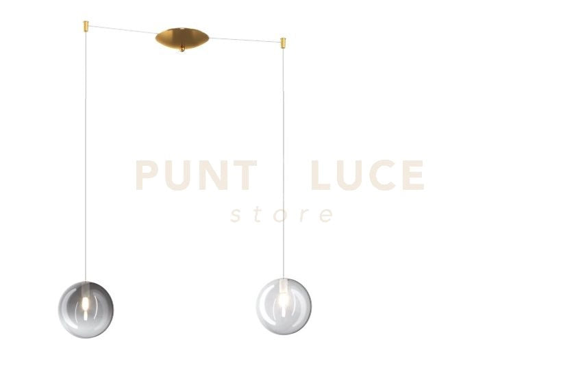 SOSPENSIONE OTTONE SAT. 2 LUCI SPOSTABILE VETRI TR + FU 1184OS-S2 S-TF