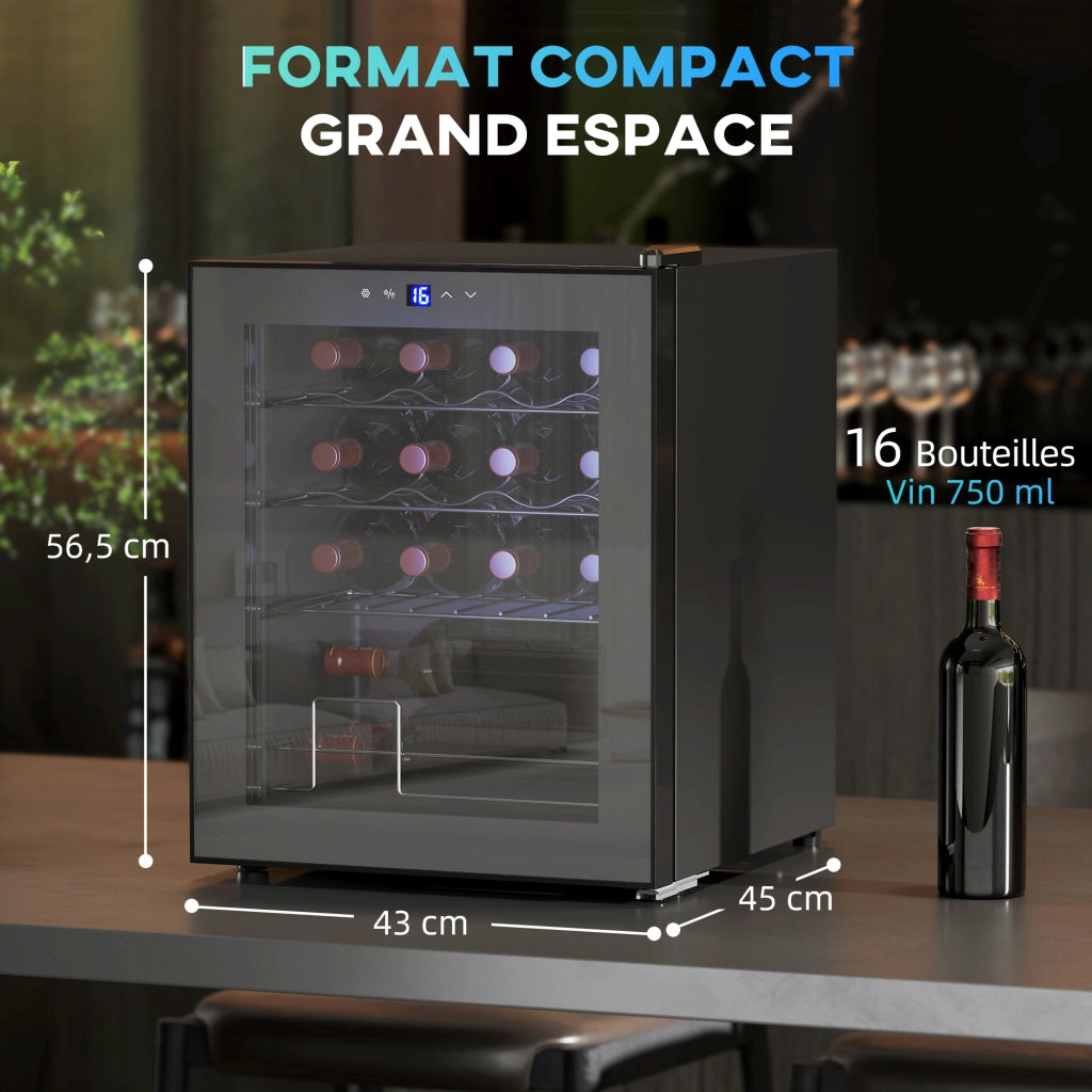 Cantinetta Vino 16 Bottiglie ¨C Xylo ¨C 42L Frigo Bevande Temperatura Regolabile 5-18¡ãC Porta Vetro Nero