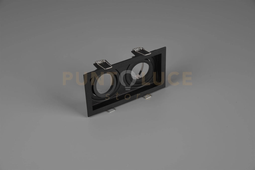 KENAI FARETTO DA INCASSO DOPPIO RETTANGOLARE ORIENTABILE NERO L. 17,2CM 2 LUCI ATTACCO GU10