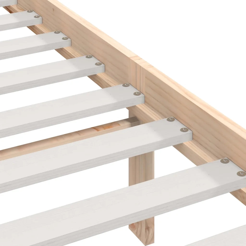 Letto singolo | Letto per adulti | Giroletto in Legno Massello di Pino 90x200 cm