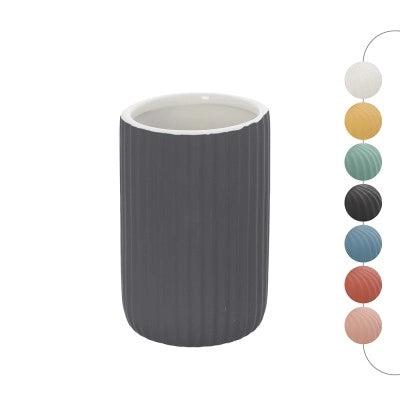 Portaspazzolini bagno d'appoggio grigio in ceramica soft touch Spring