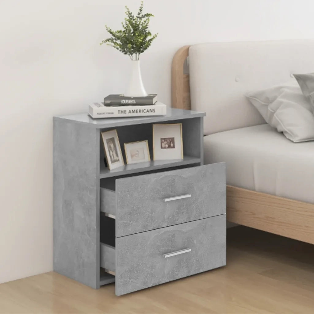 Comodini 2 pz-Set di 2 Tavolino da notte Grigio Cemento 50x32x60 cm
