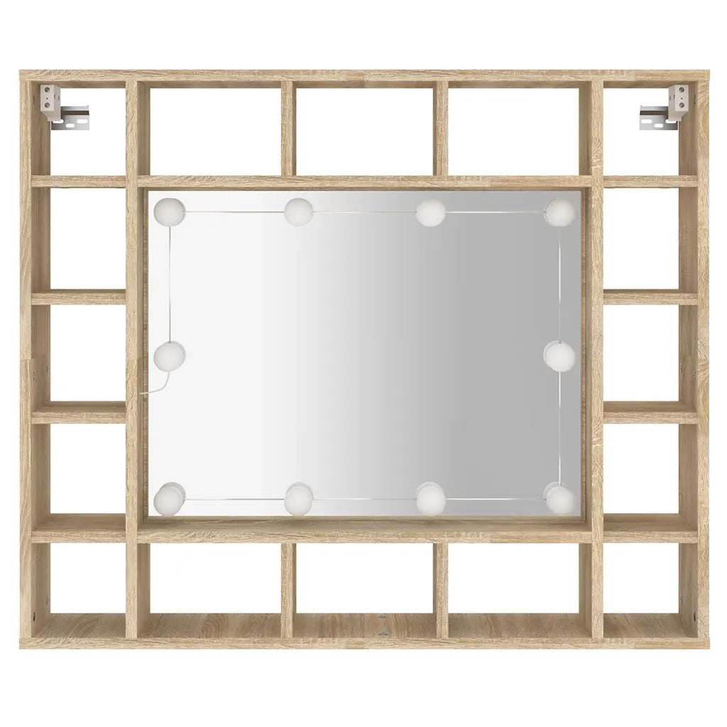 Mobile a Specchio | Armadio da bagno con LED Rovere Sonoma 91x15x76,5 cm