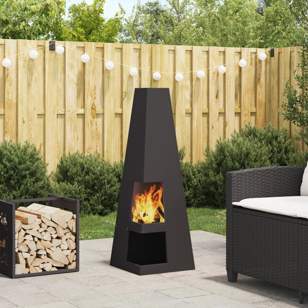 Focolare  con stoccaggio per legna Nero 35x35x100 cm Acciaio