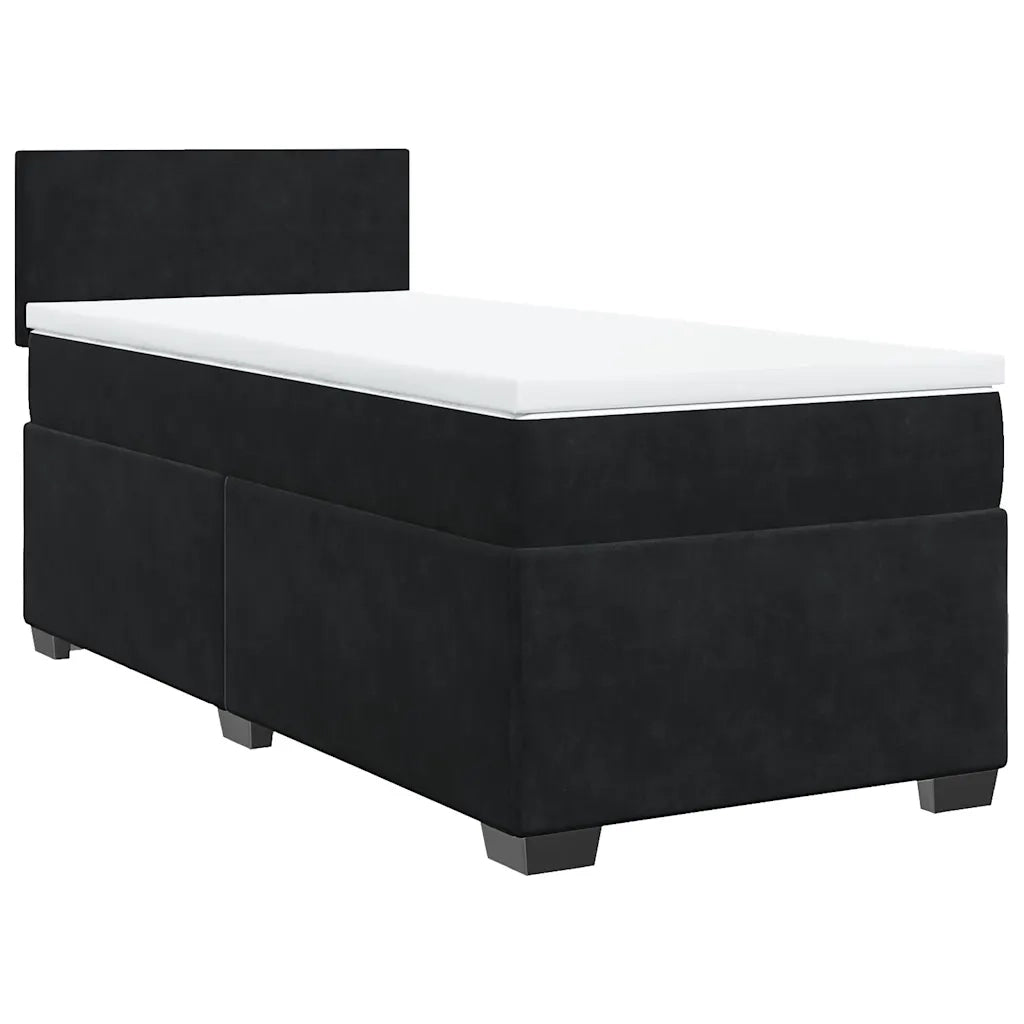 Giroletto a Molle con Materasso Nero 80x200 cm in Velluto