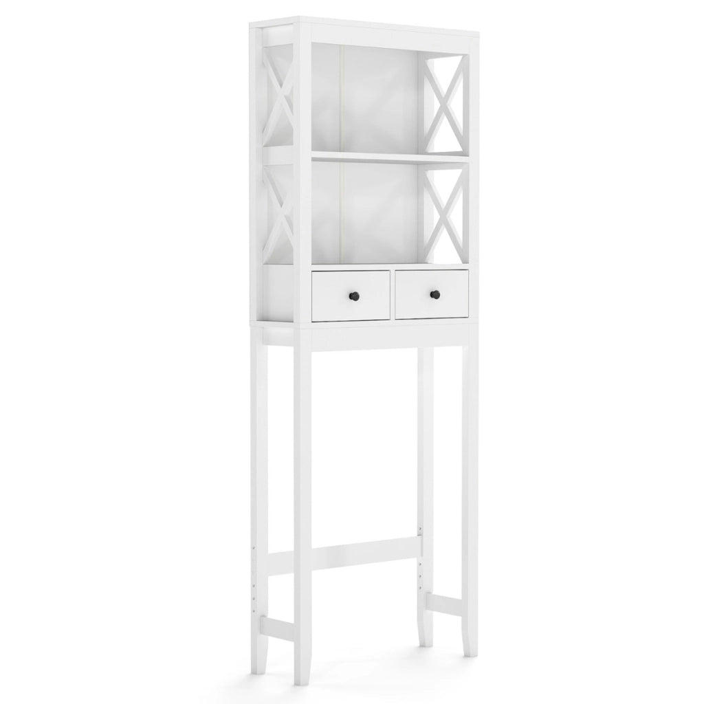 Organizzatore da bagno indipendente alto 165 cm con ripiani aperti, Mensola sopra il WC per lavanderia Bianco-Armadietti da bagno