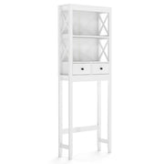 Organizzatore da bagno indipendente alto 165 cm con ripiani aperti, Mensola sopra il WC per lavanderia Bianco-Armadietti da bagno
