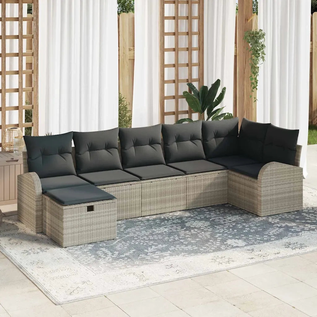 Set Divano da Giardino 7 pcs Grigio chiaro polyrattan 3360433