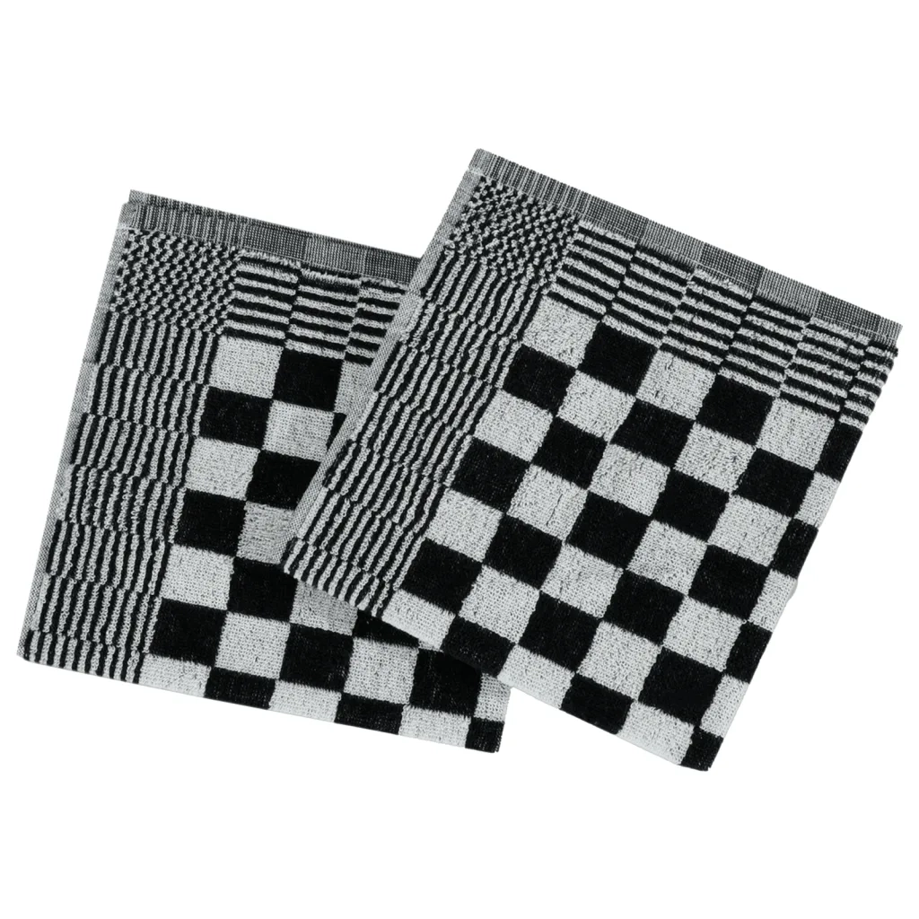 Set Strofinacci 10 pz | Teli per bagno in Cotone Nero e Bianco