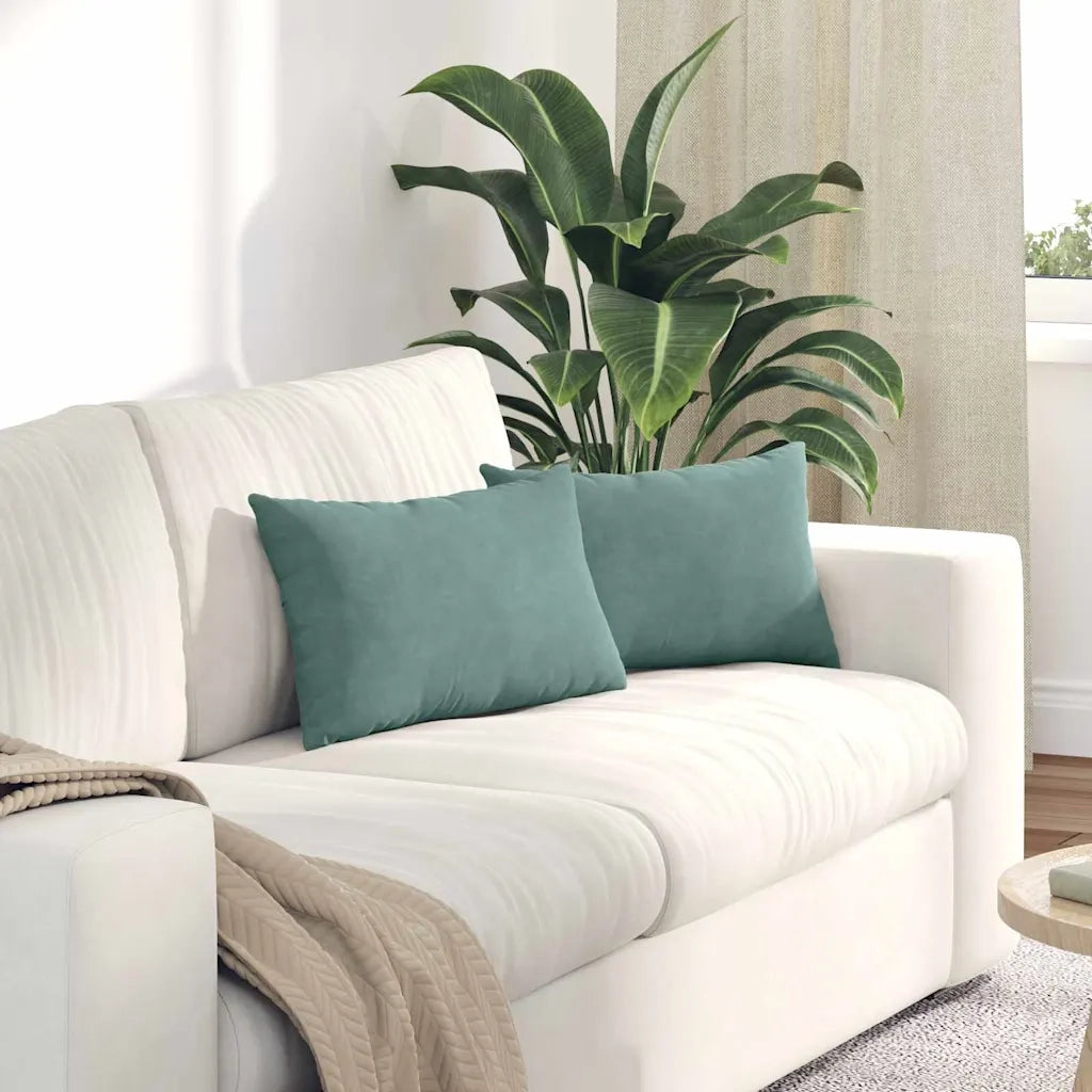 Cuscini da Divano 2 pcs Verde Mare 50 x 30 cm Tessuto in Cords 42013637