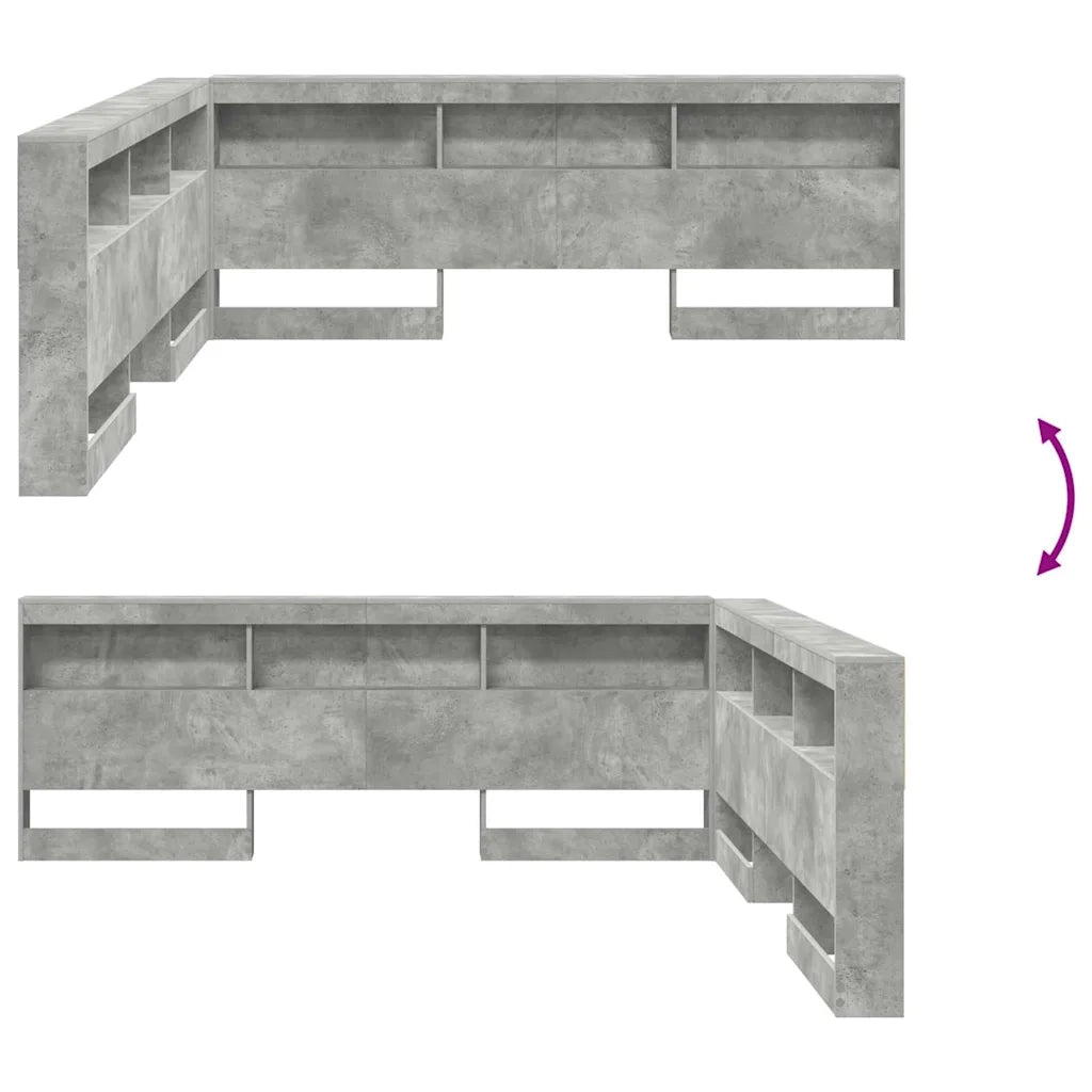 Testata contenitore Grigio cemento 200 cm Legno multistrato 3335472
