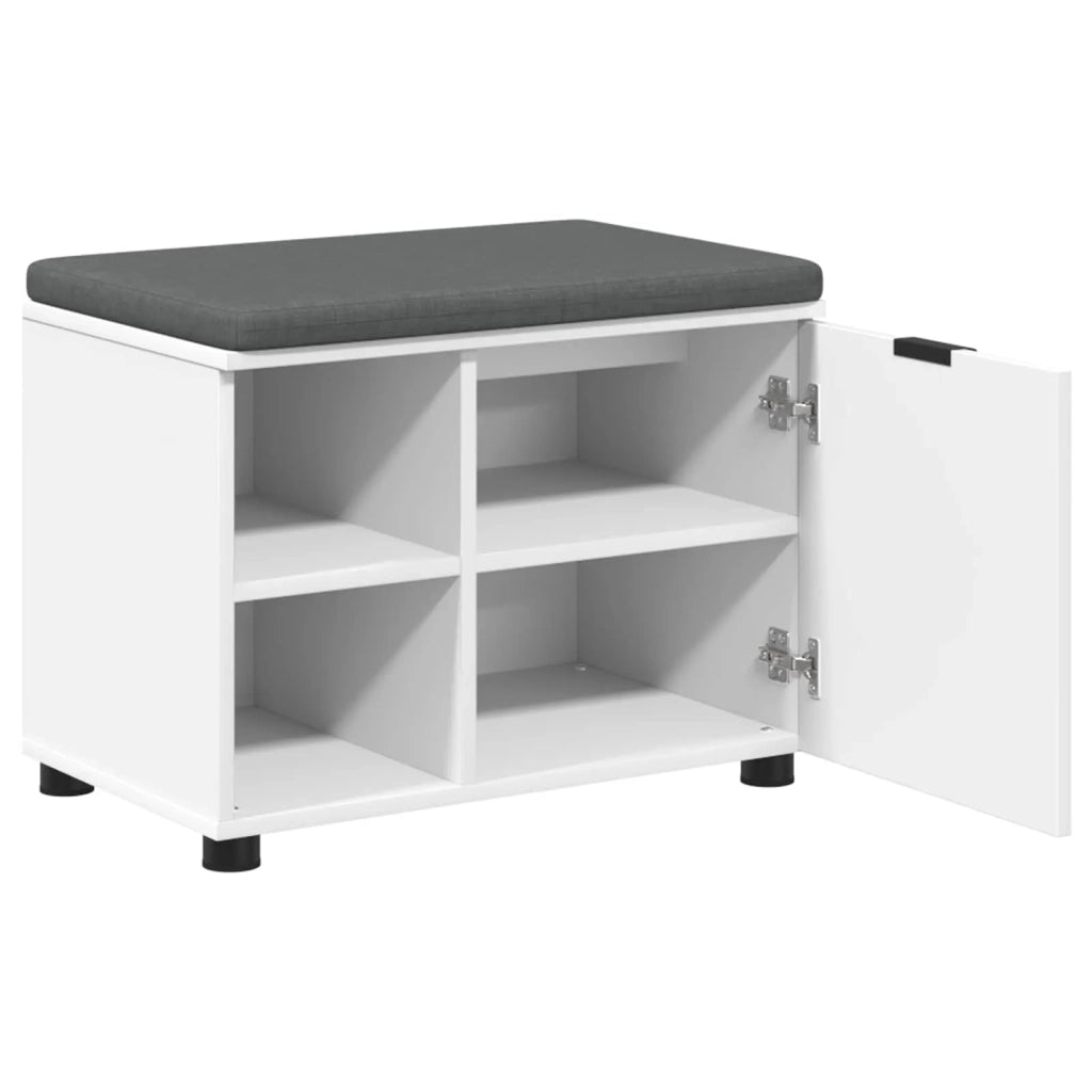 Panca per ingresso con cuscino con porta Bianco 60 x 38 x 46 cm 891496