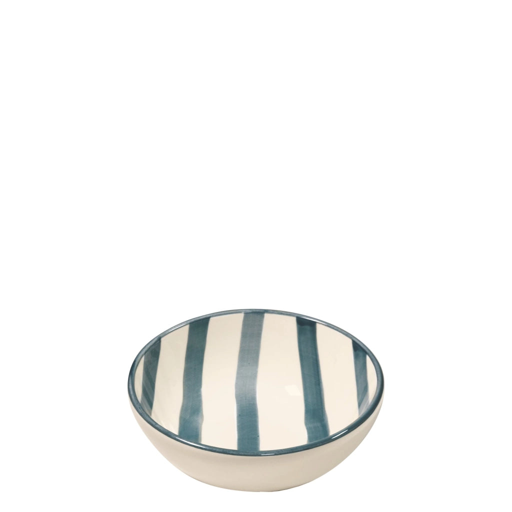 Zafferano Set 6 Ciotole Lido Righe in Ceramica Artigianale Italiana Colore Grigio Design Verticale Elegante e Moderno per Servizio Tavola 6x