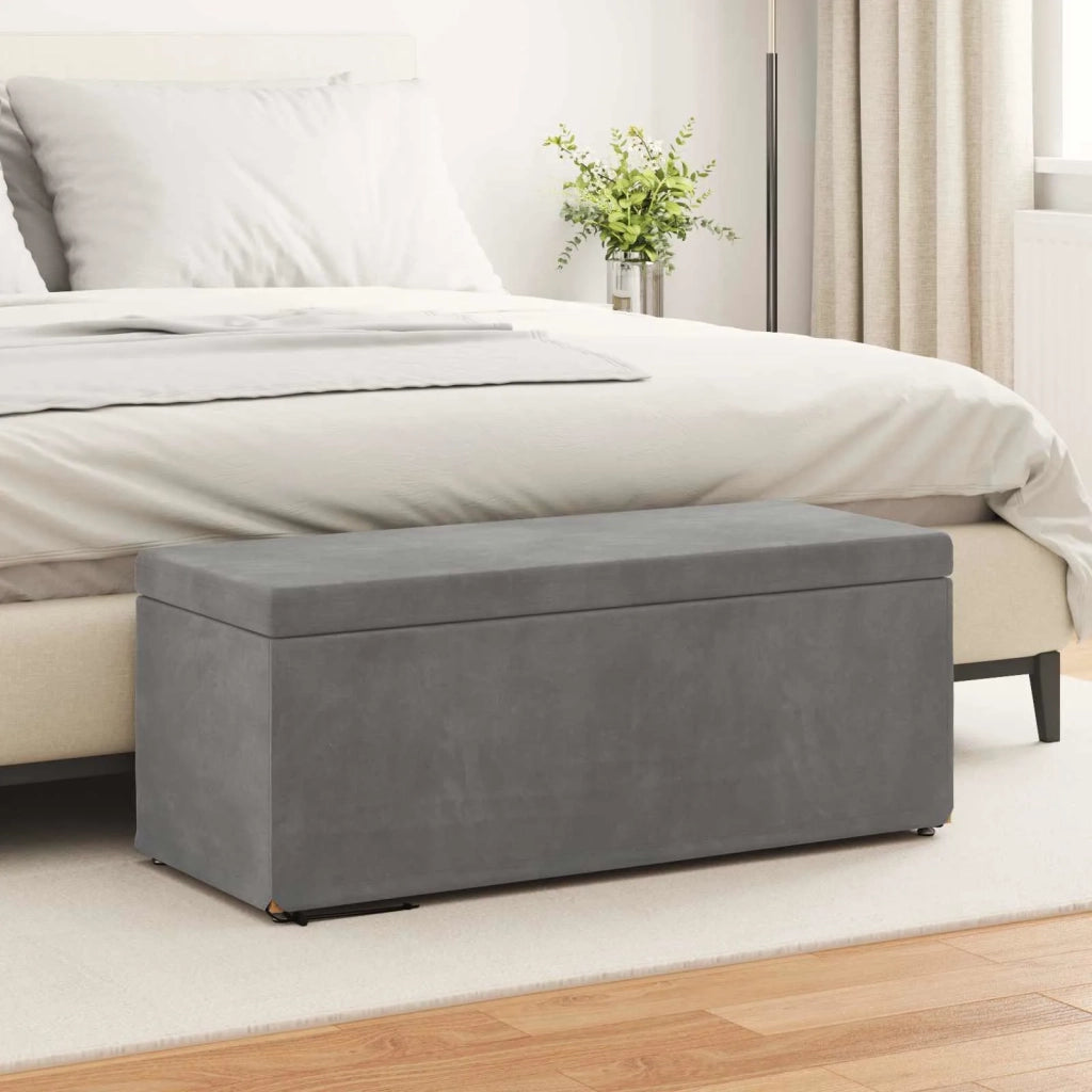 Pouf Grigio scuro Velluto e Legno Ingegnerizzato 876796