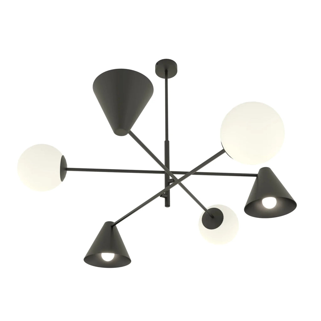 Plafoniera Moderna Industrial Njord 6 Luci Nero