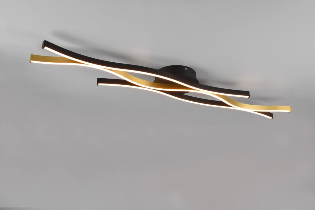 Plafoniera moderna LED Trio Blaze oro/nero 107cm CCT