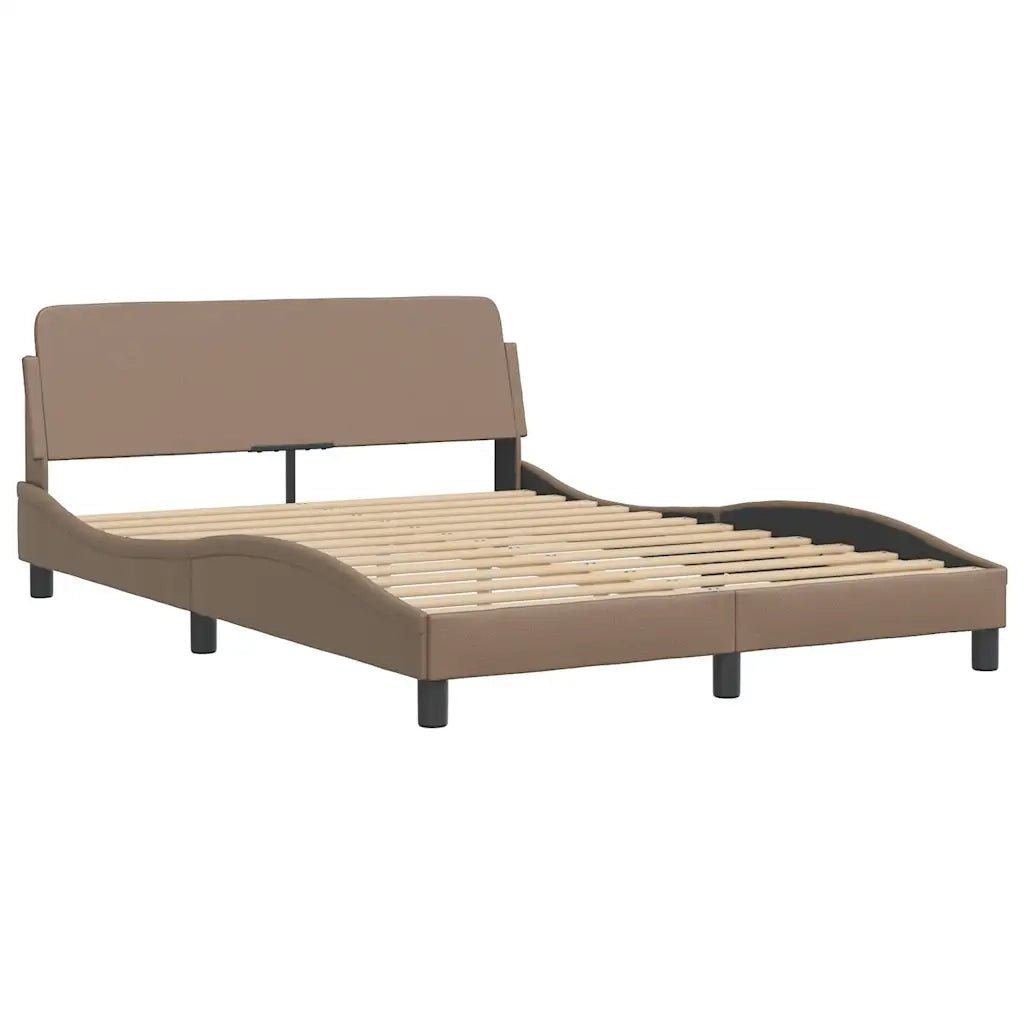 Letto matrimoniale | Letto per adulti | Giroletto senza Materasso Zadar Cappuccino 140x190 cm in Similpelle
