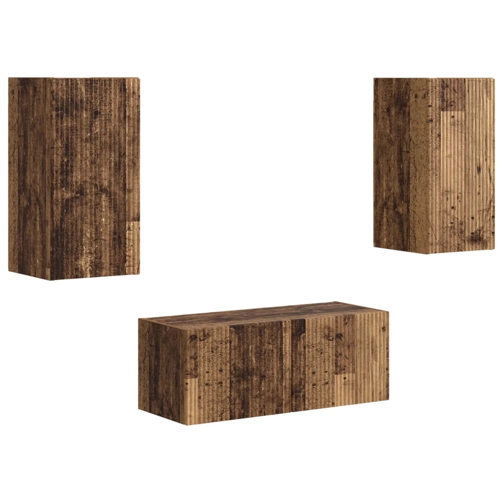 Set mobile TV 2 pcs Legno vecchio Legno multistrato