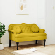 Panca con Cuscini-Sgabello-Divano Gialla 120,5x65x75 cm in Velluto
