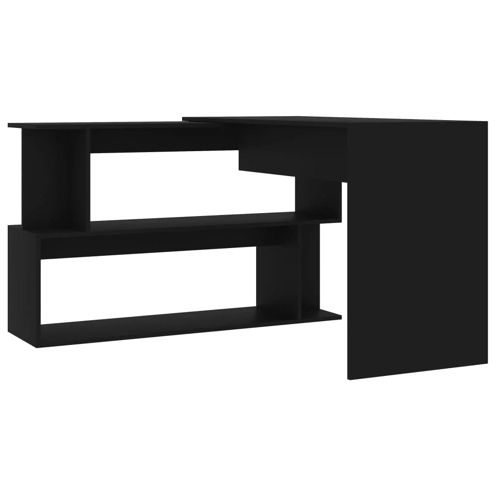 Scrivania tavolo postazione di lavoro mobile per computer scrivania angolare 200 x 50 x 76 cm legno ingegnerizzato nero 02_0023692