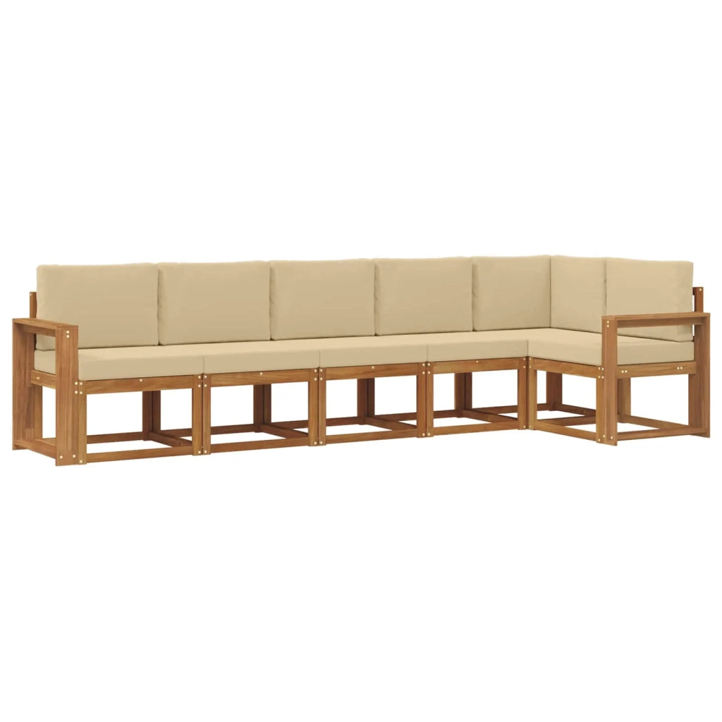 Set di divani da esterno con cuscino 6 pcs Naturale e Beige 3366471